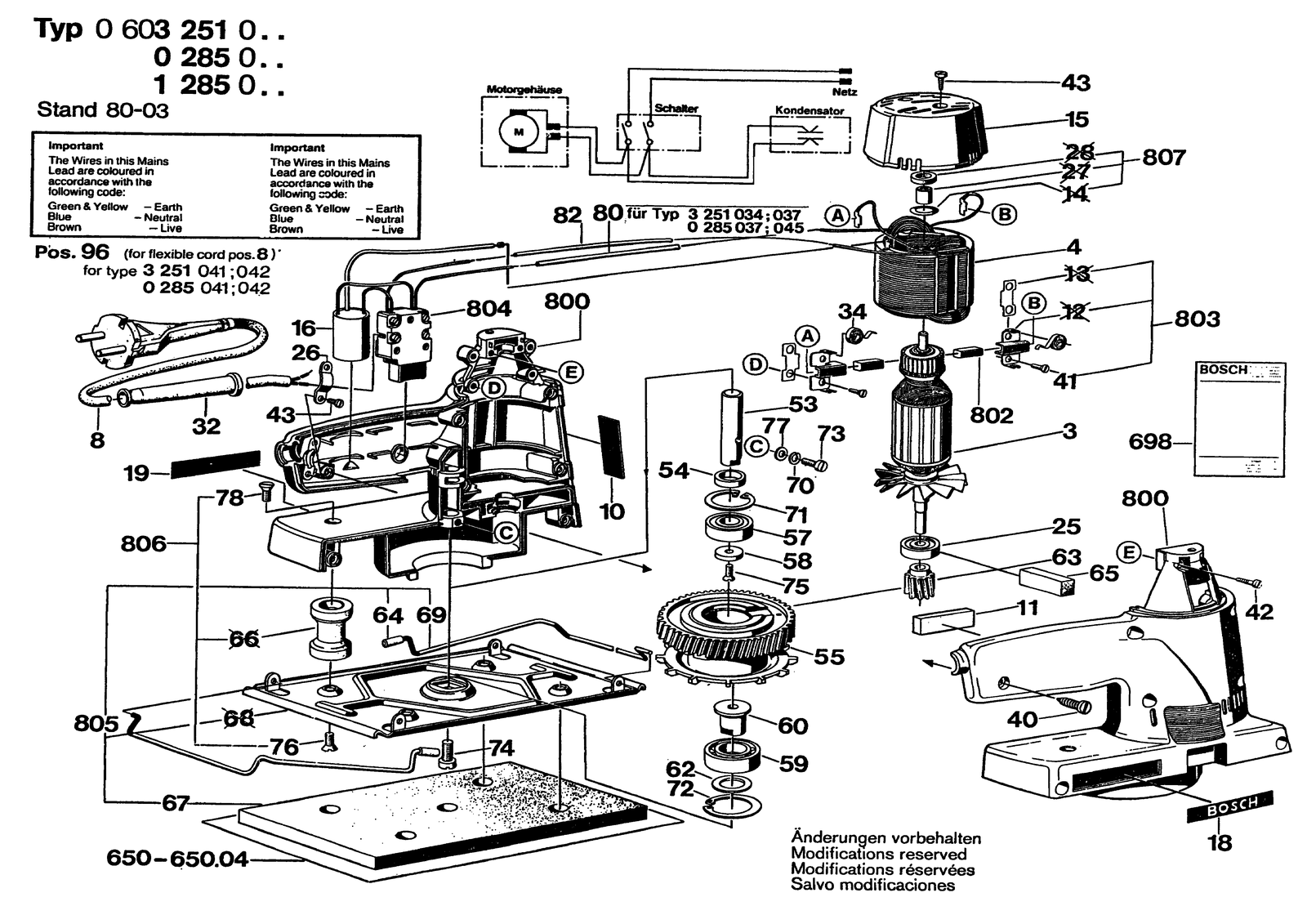 Bosch 0600285001 parts diagram, sheet 1