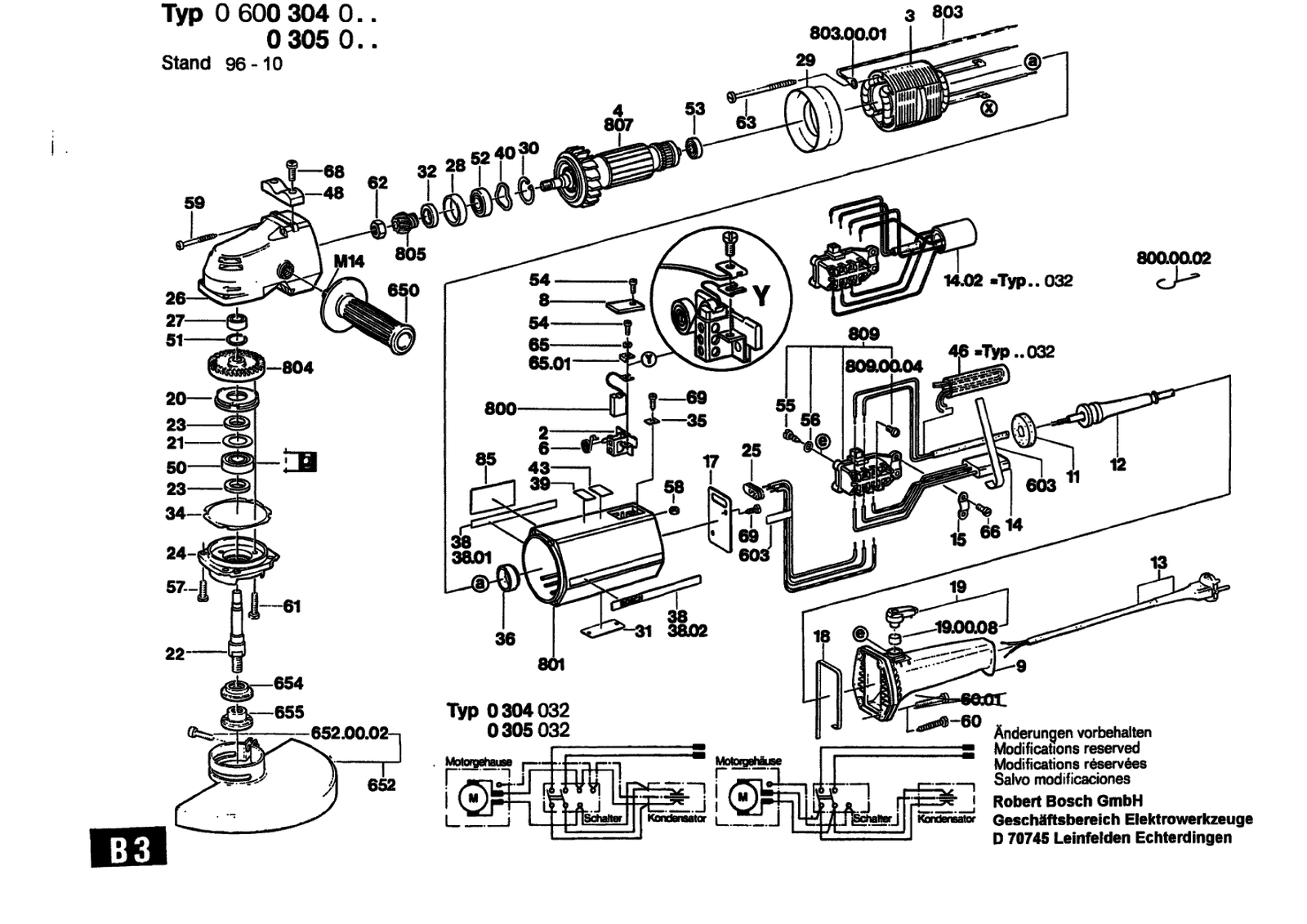 Bosch 0600304003 parts diagram, sheet 1