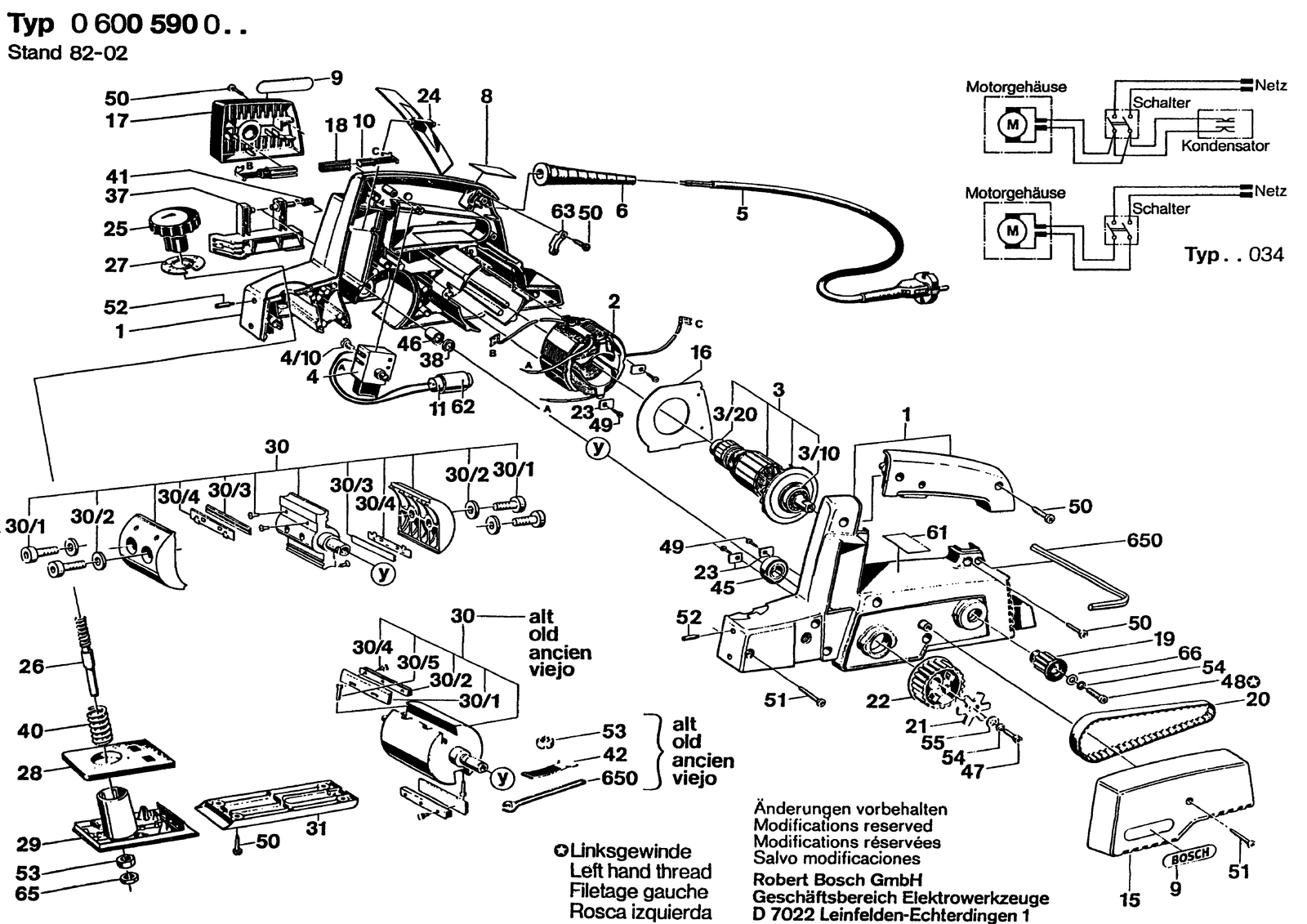 Bosch 0600590001 parts diagram, sheet 1