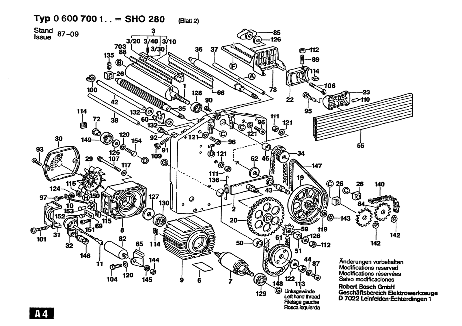 Bosch SHO 280 parts diagram, sheet 2