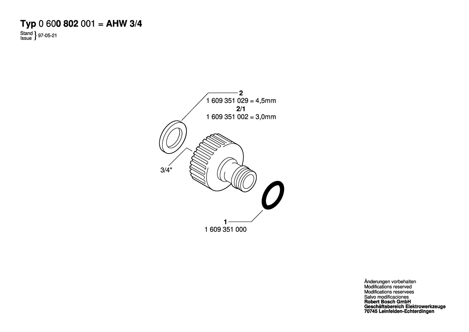 Bosch AHW 3/4 parts diagram, sheet 1