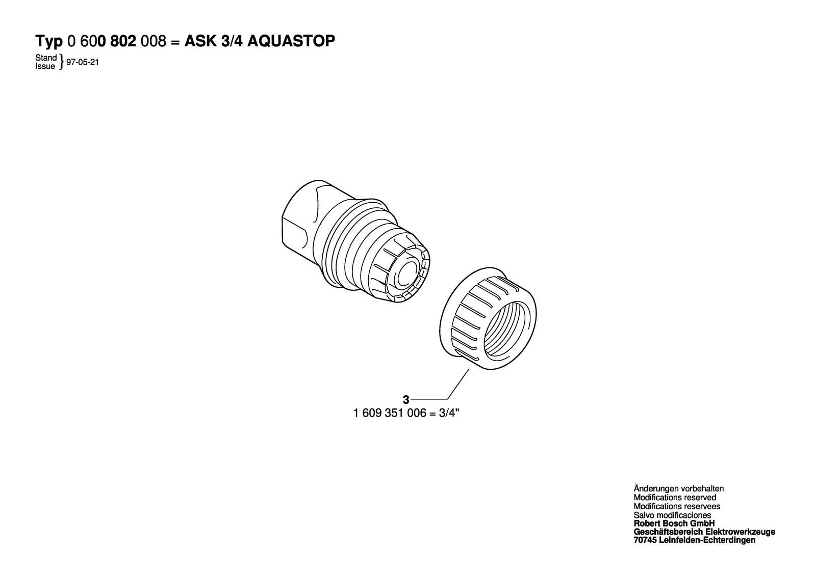 Bosch ASK 3/4 AQUASTO parts diagram, sheet 1