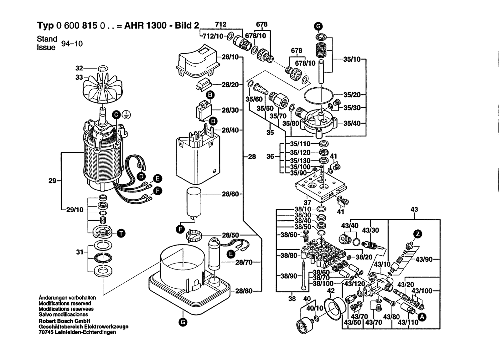 Bosch AHR 1300 parts diagram, sheet 2