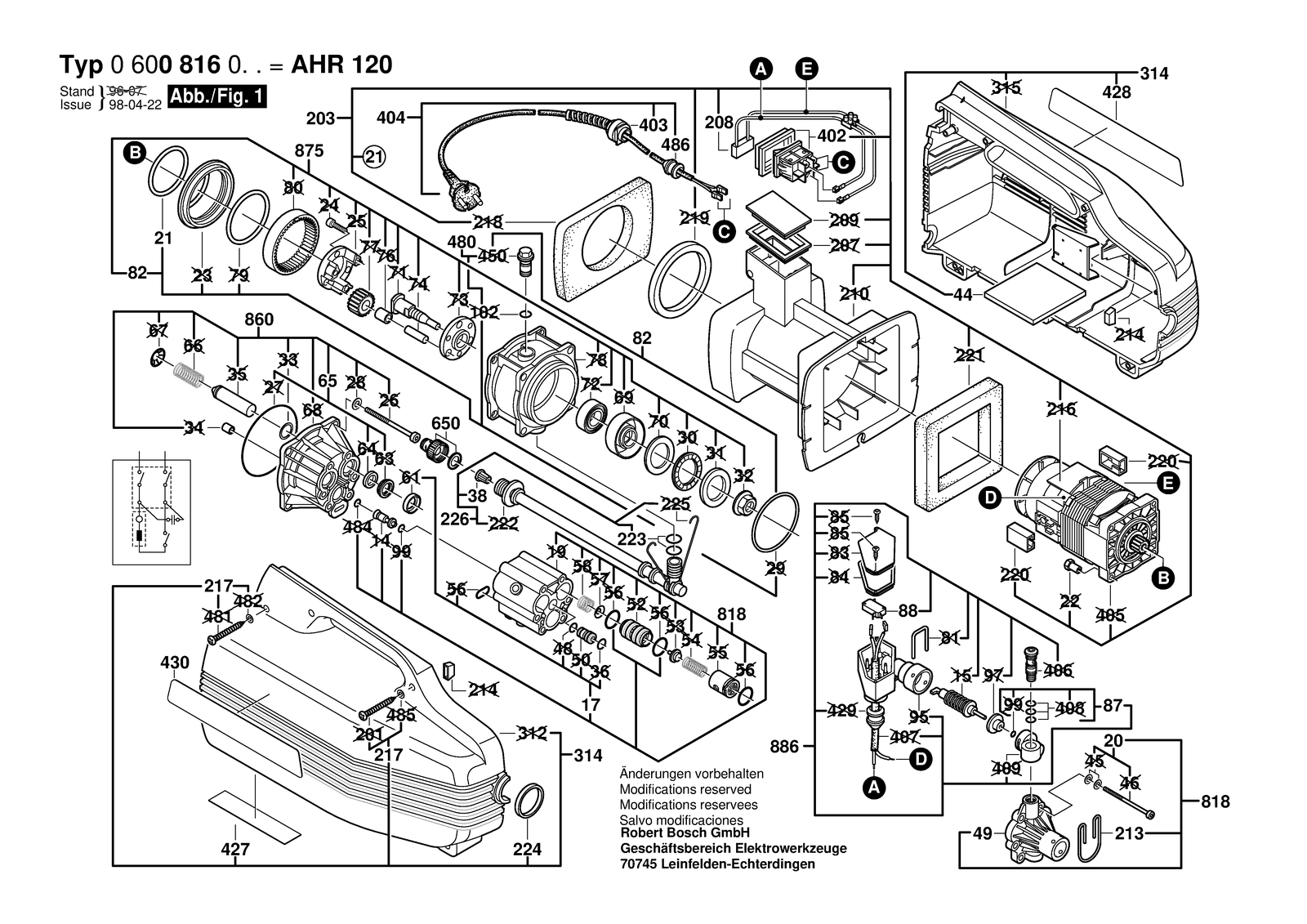 Bosch AHR 120 parts diagram, sheet 1
