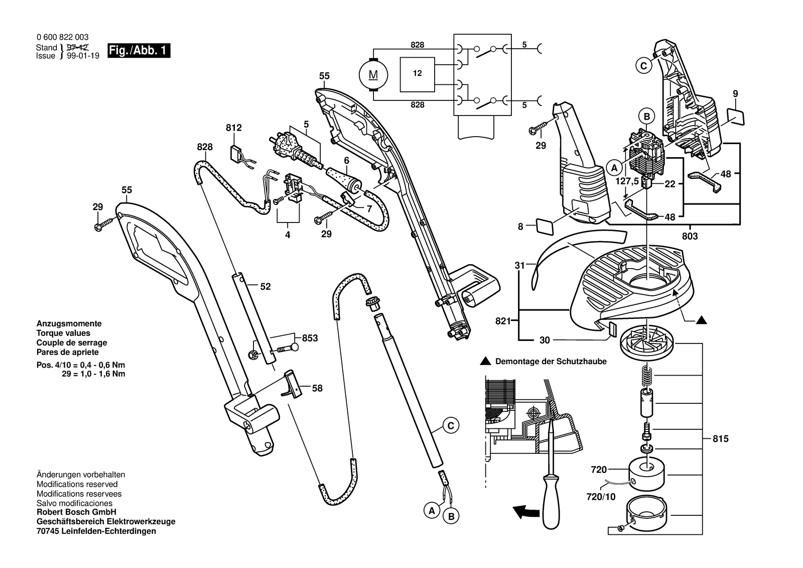 Bosch ART 25 parts diagram, sheet 1