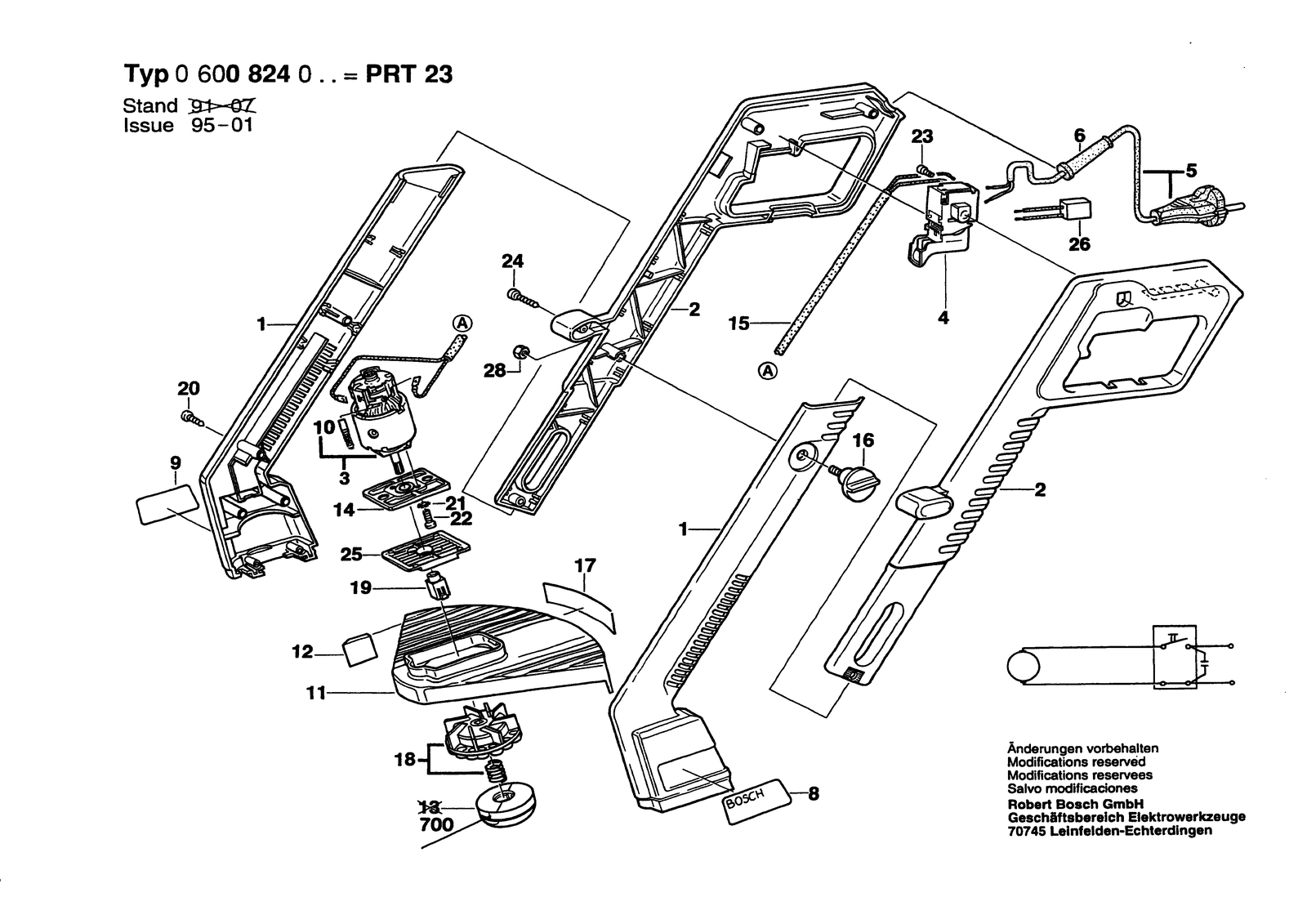 Bosch ART 30 parts diagram, sheet 1