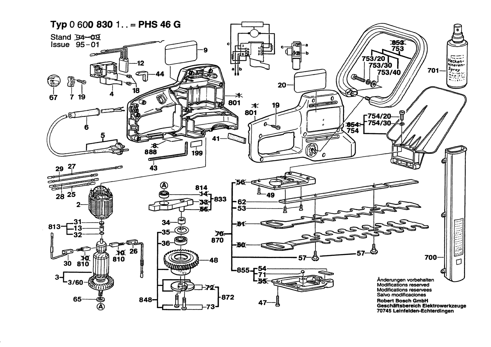 Bosch PHS 46 G parts diagram, sheet 1