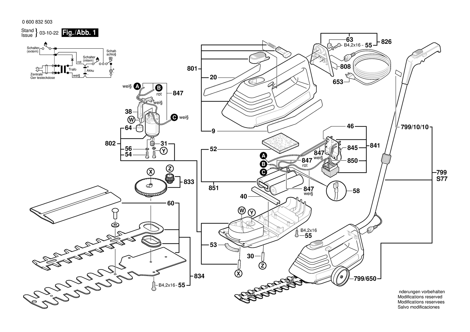 Bosch AHS 18 ACCU parts diagram, sheet 1