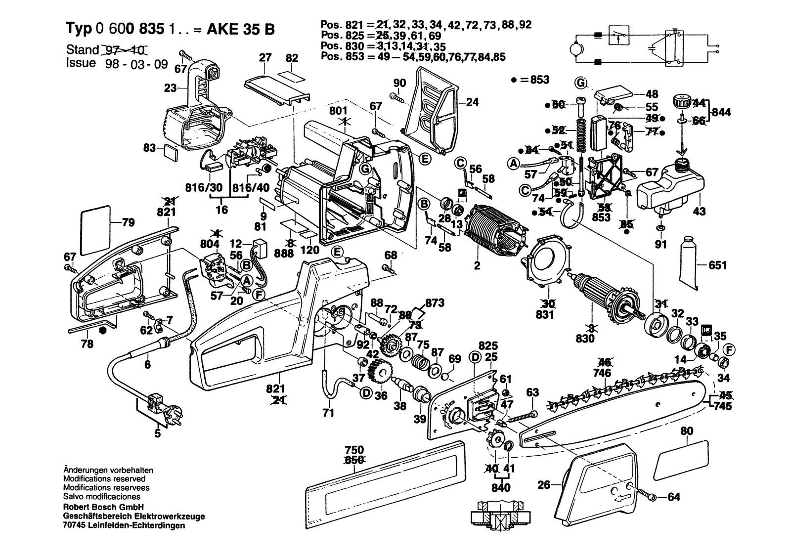 Bosch AKE 35 B parts diagram, sheet 1