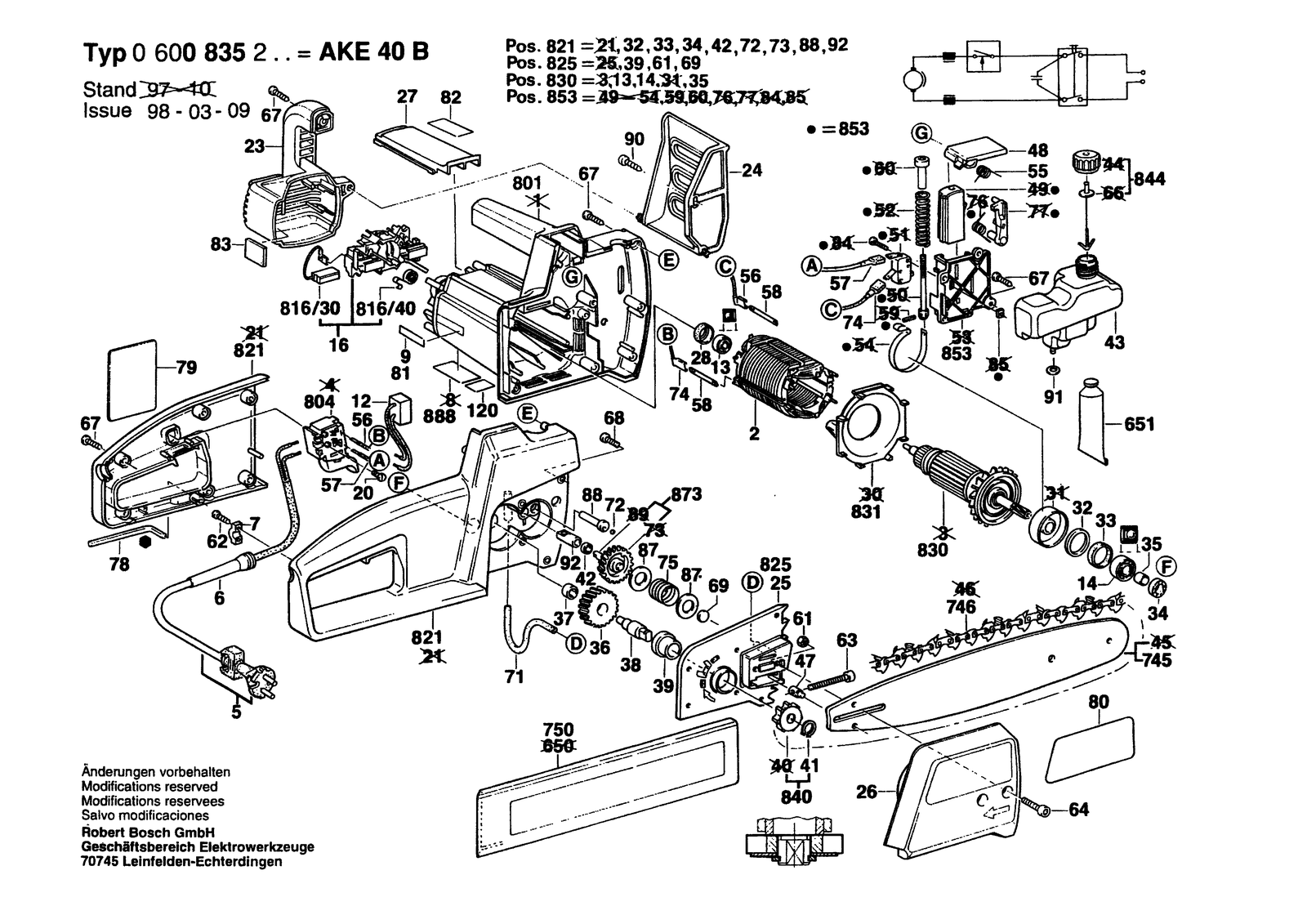 Bosch AKE 40 B parts diagram, sheet 1