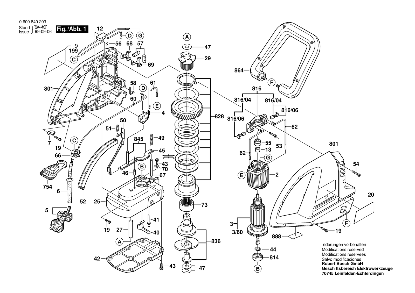 Bosch AHS 700 parts diagram, sheet 1