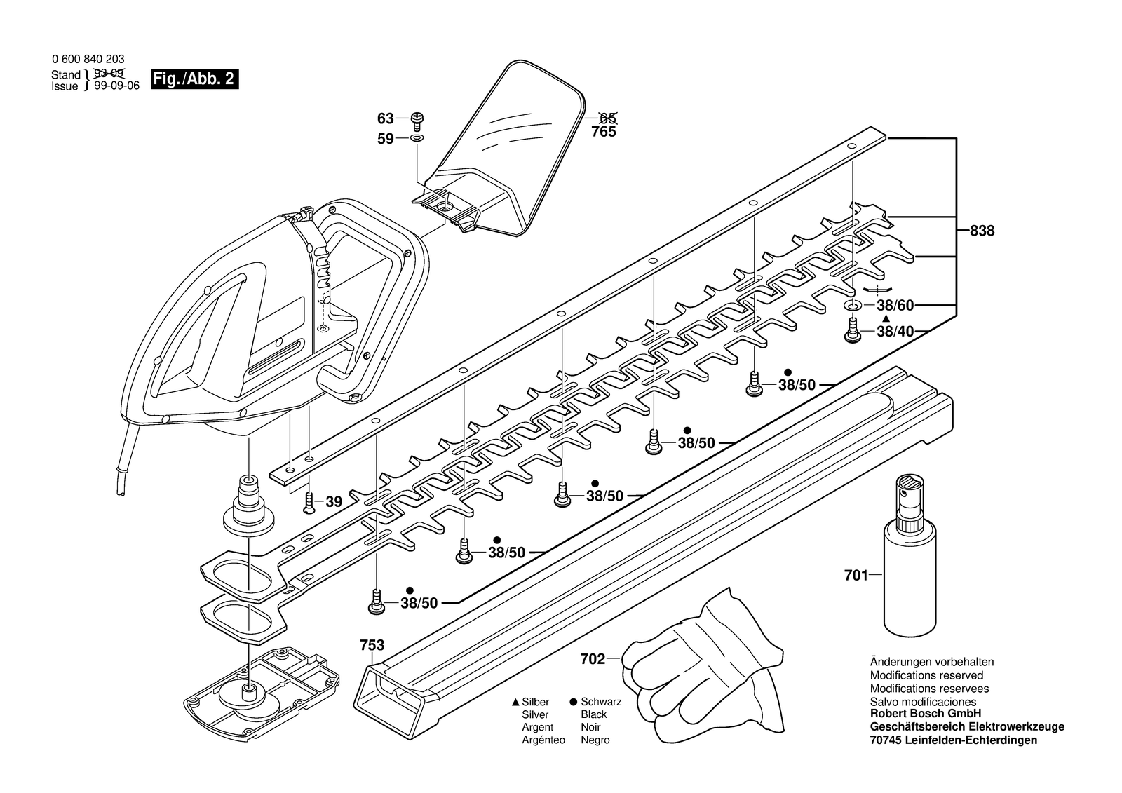 Bosch AHS 700 parts diagram, sheet 2