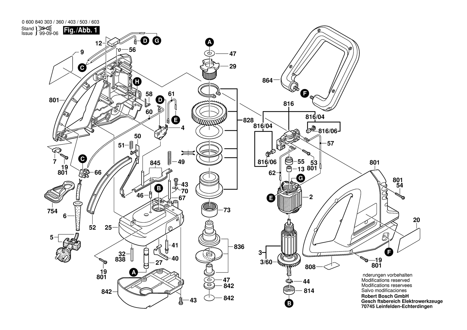 Bosch AHS 600 parts diagram, sheet 1