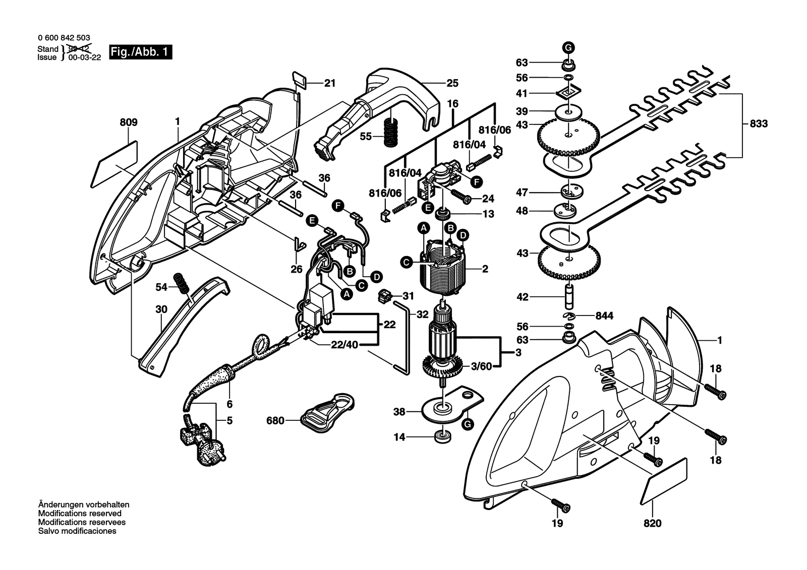 Bosch AH 370 parts diagram, sheet 1