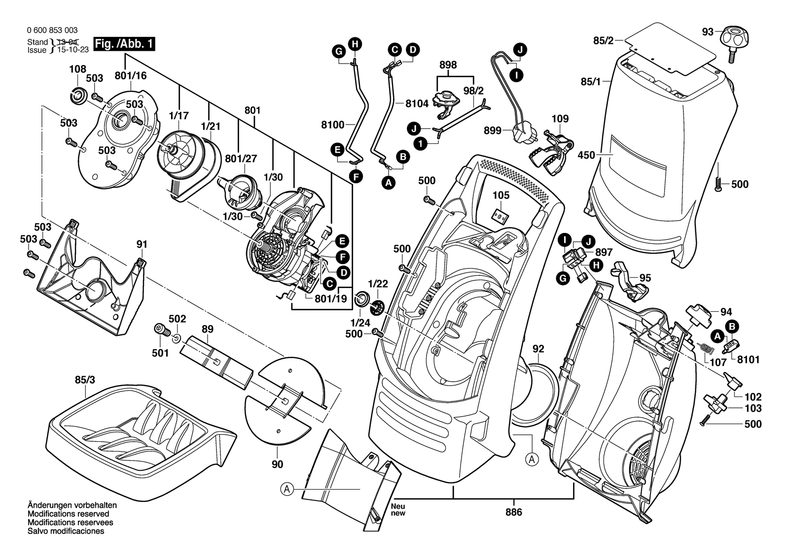 Bosch AXT Rapid 180 parts diagram, sheet 1