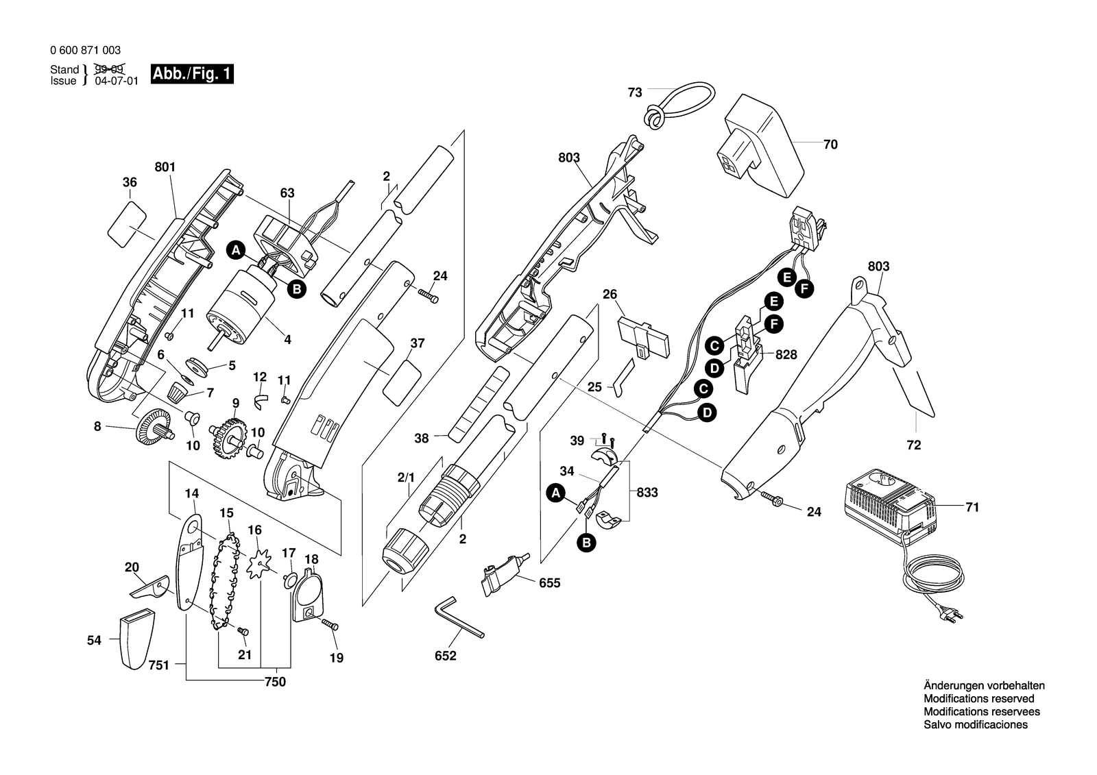 Bosch ASG 52 ACCU parts diagram, sheet 1