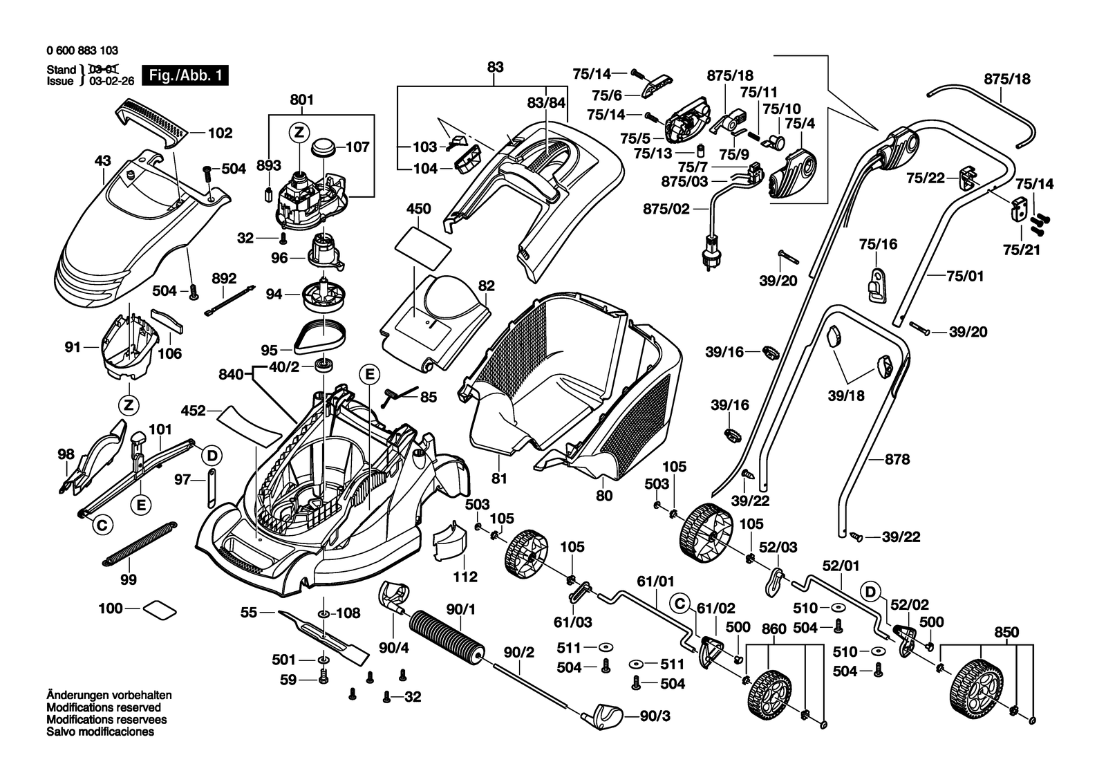 Bosch ROTAK 40 C parts diagram, sheet 1