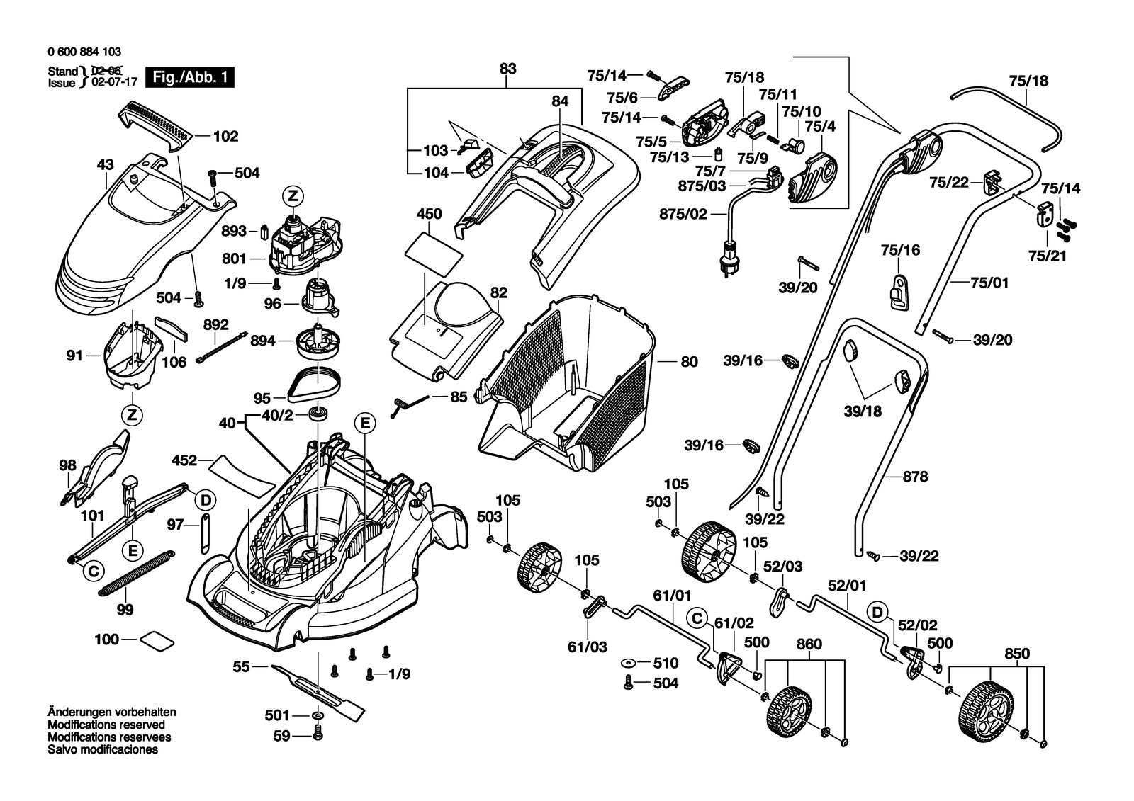 Bosch ROTAK 34 parts diagram, sheet 1