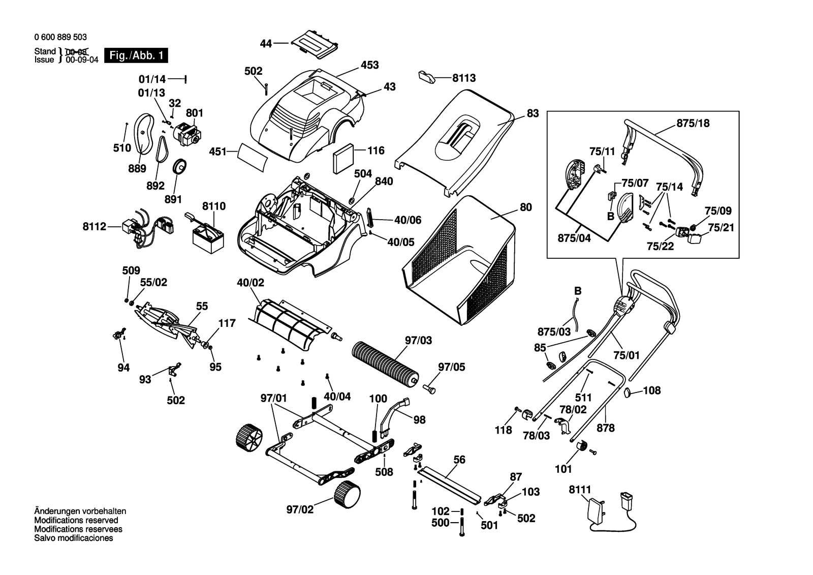 Bosch ASM 32 ACCU parts diagram, sheet 1
