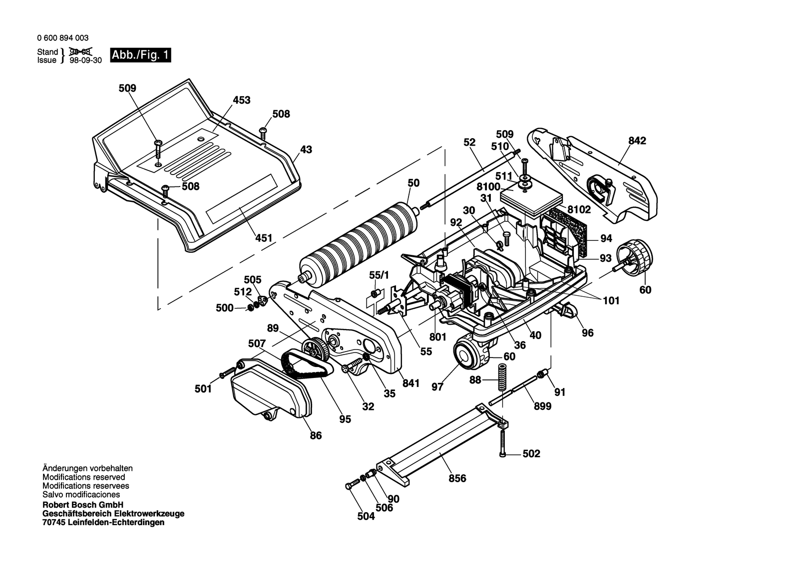 Bosch ASM 30 parts diagram, sheet 1