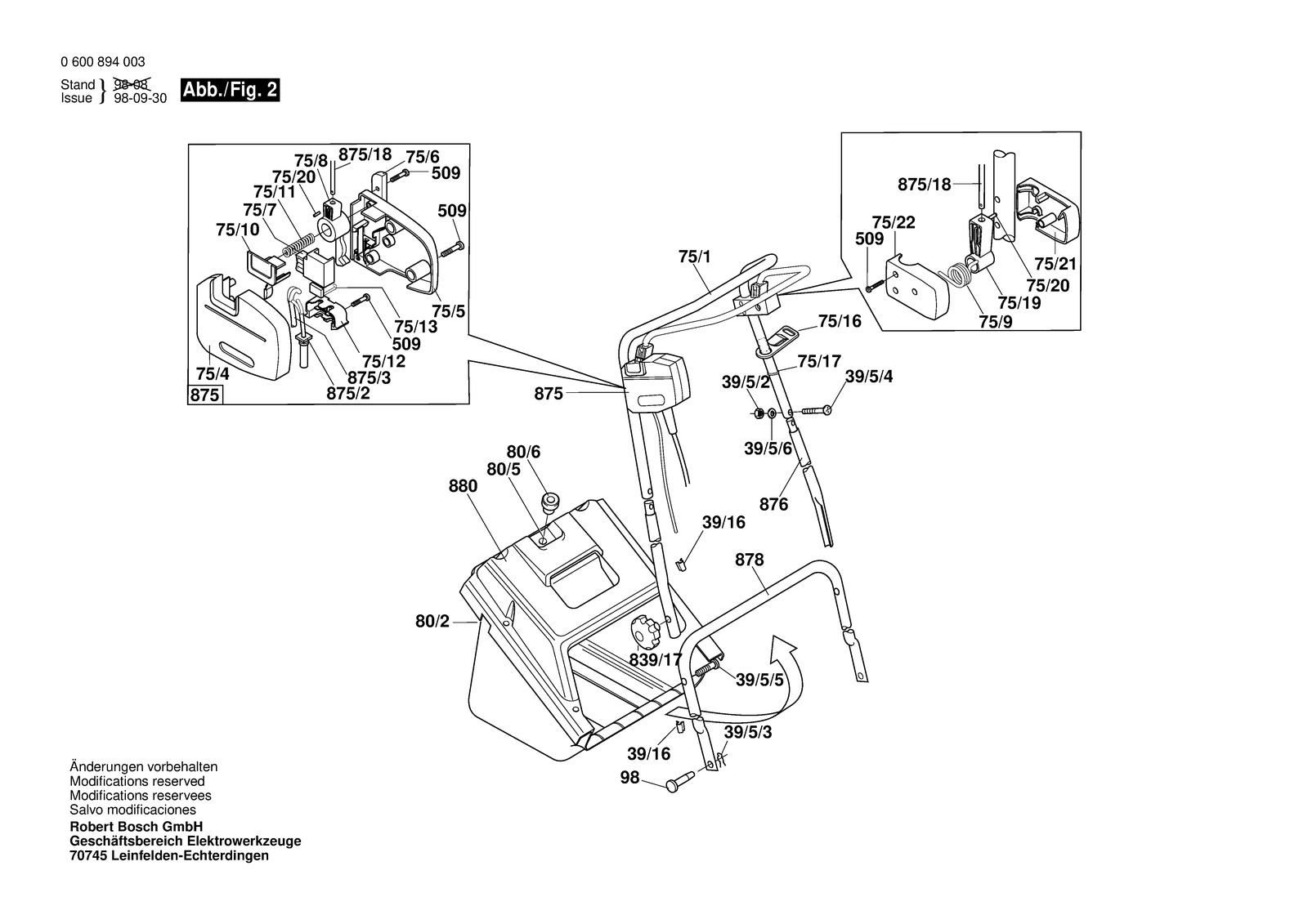 Bosch ASM 30 parts diagram, sheet 2