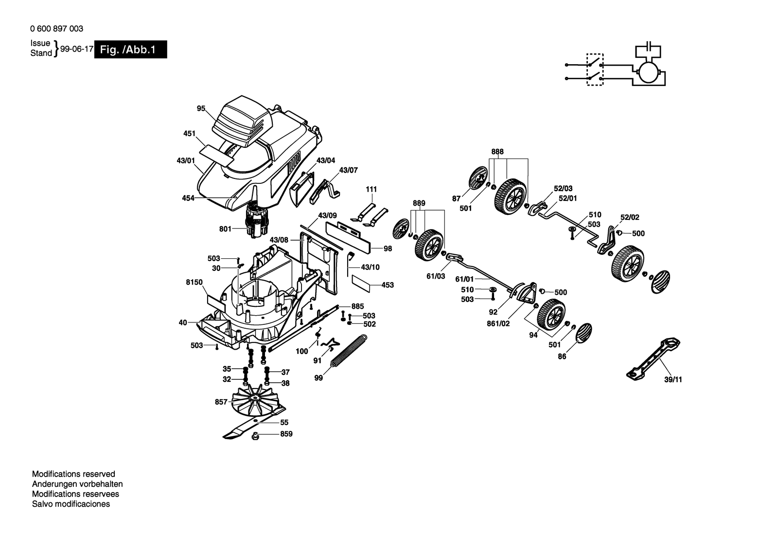 Bosch ARM 32 parts diagram, sheet 1