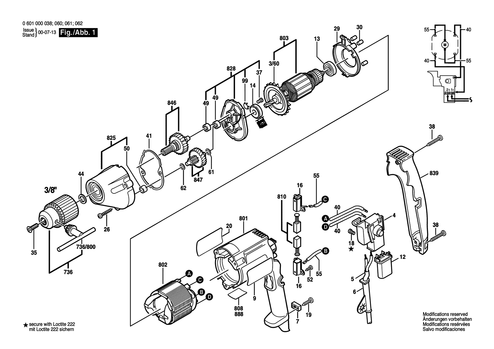 Bosch GBM 6 X parts diagram, sheet 1