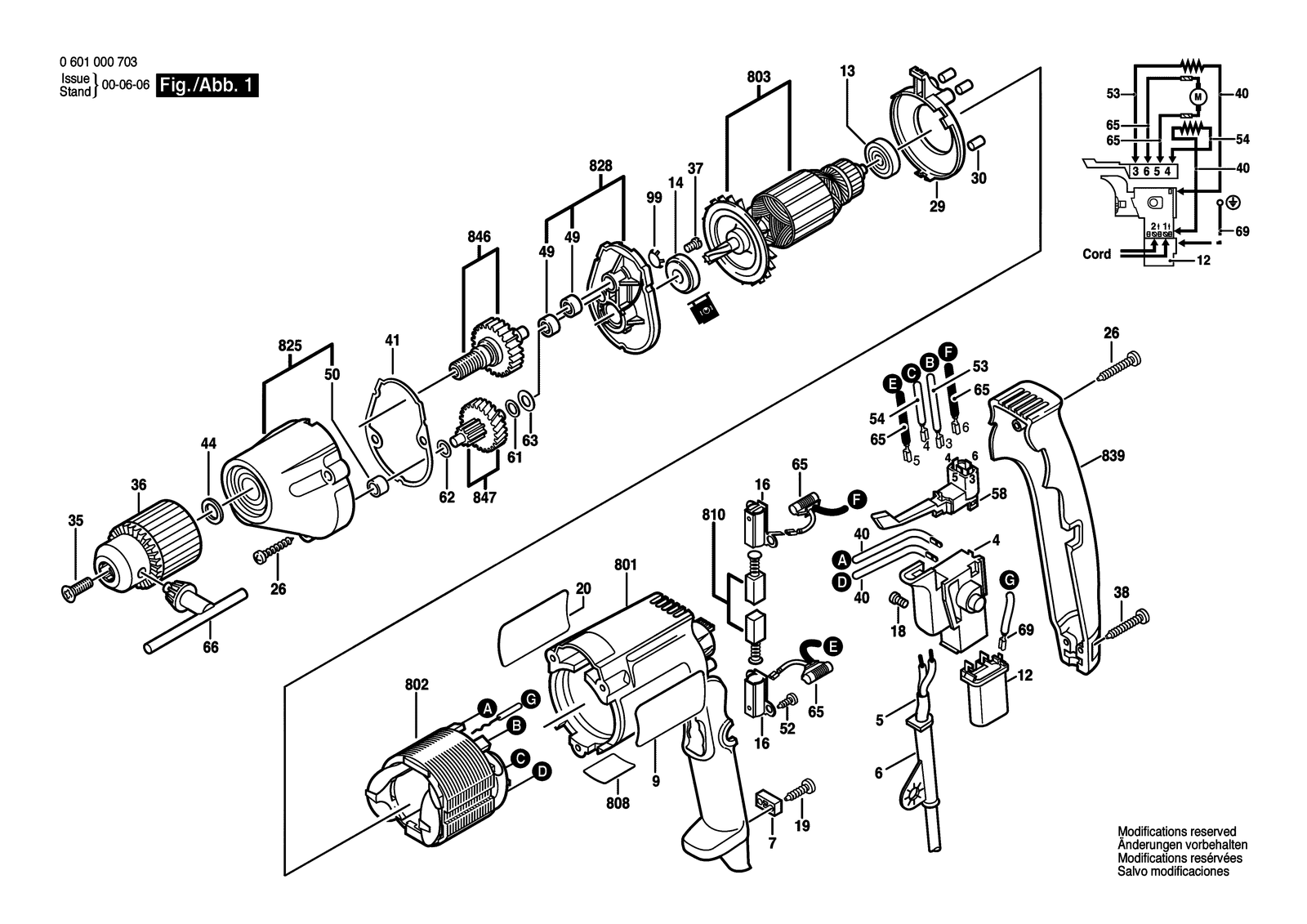Bosch 1000 VSR parts diagram, sheet 1