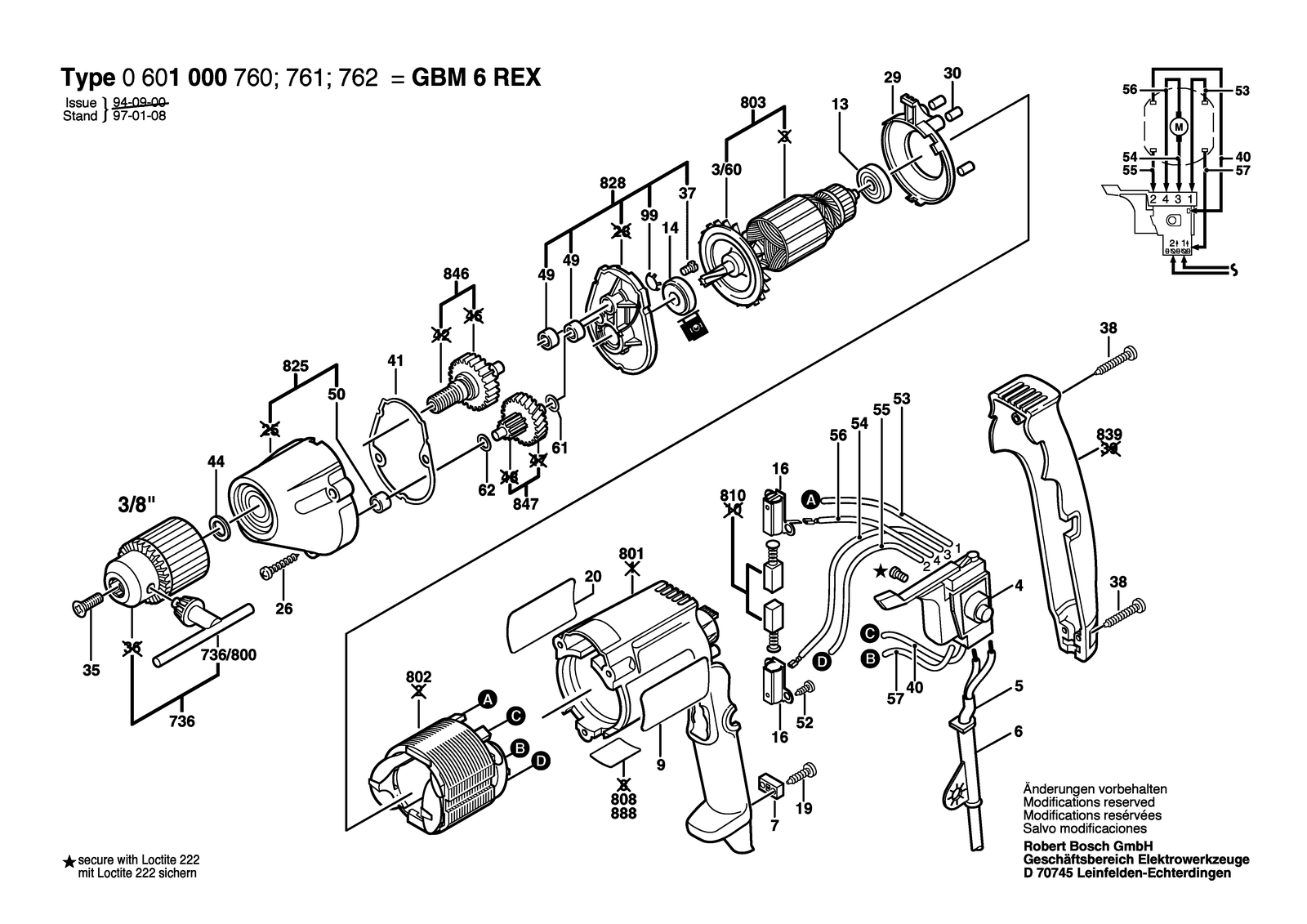 Bosch GBM 6 REX parts diagram, sheet 1