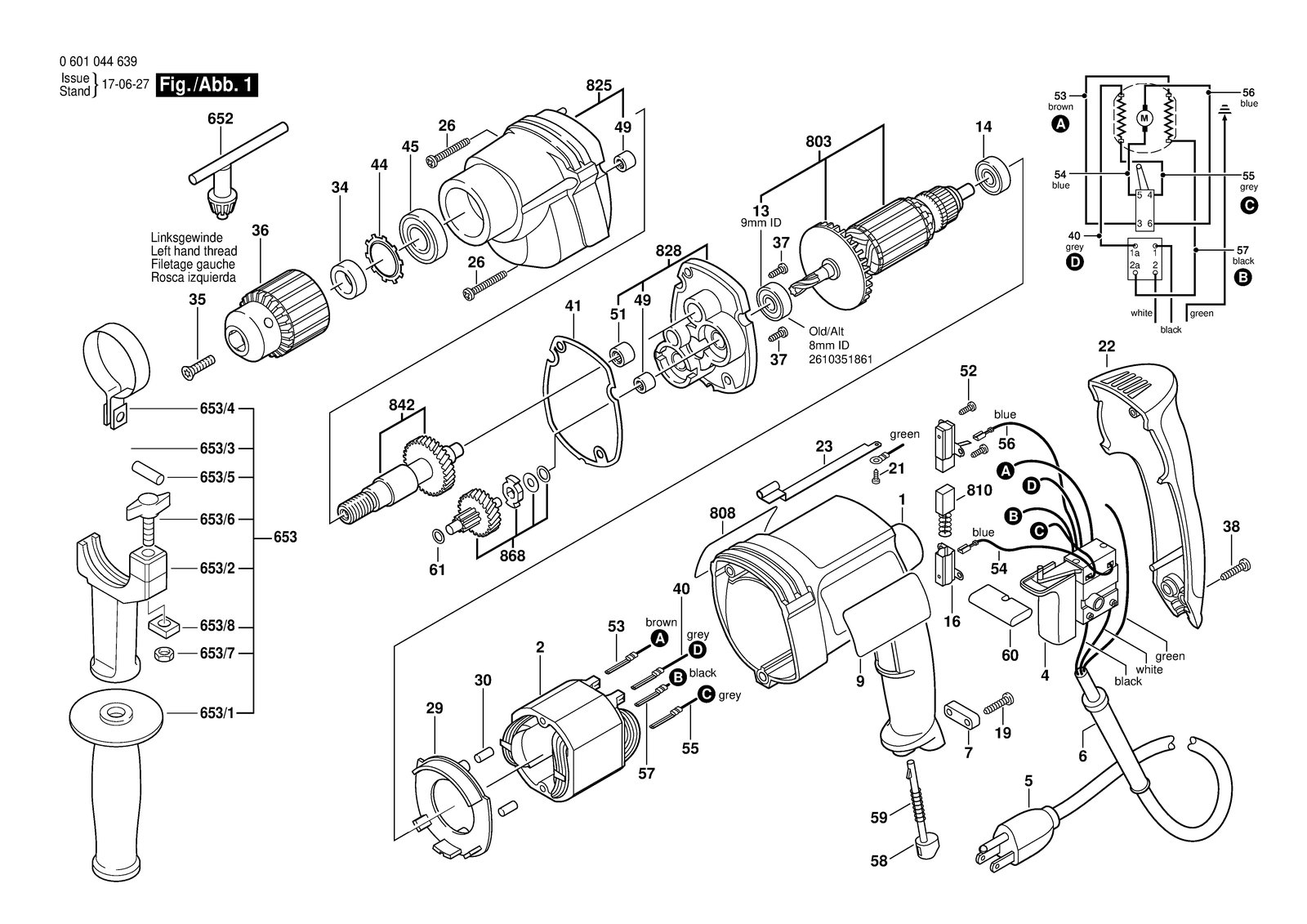 Bosch 1011 VSR parts diagram, sheet 1