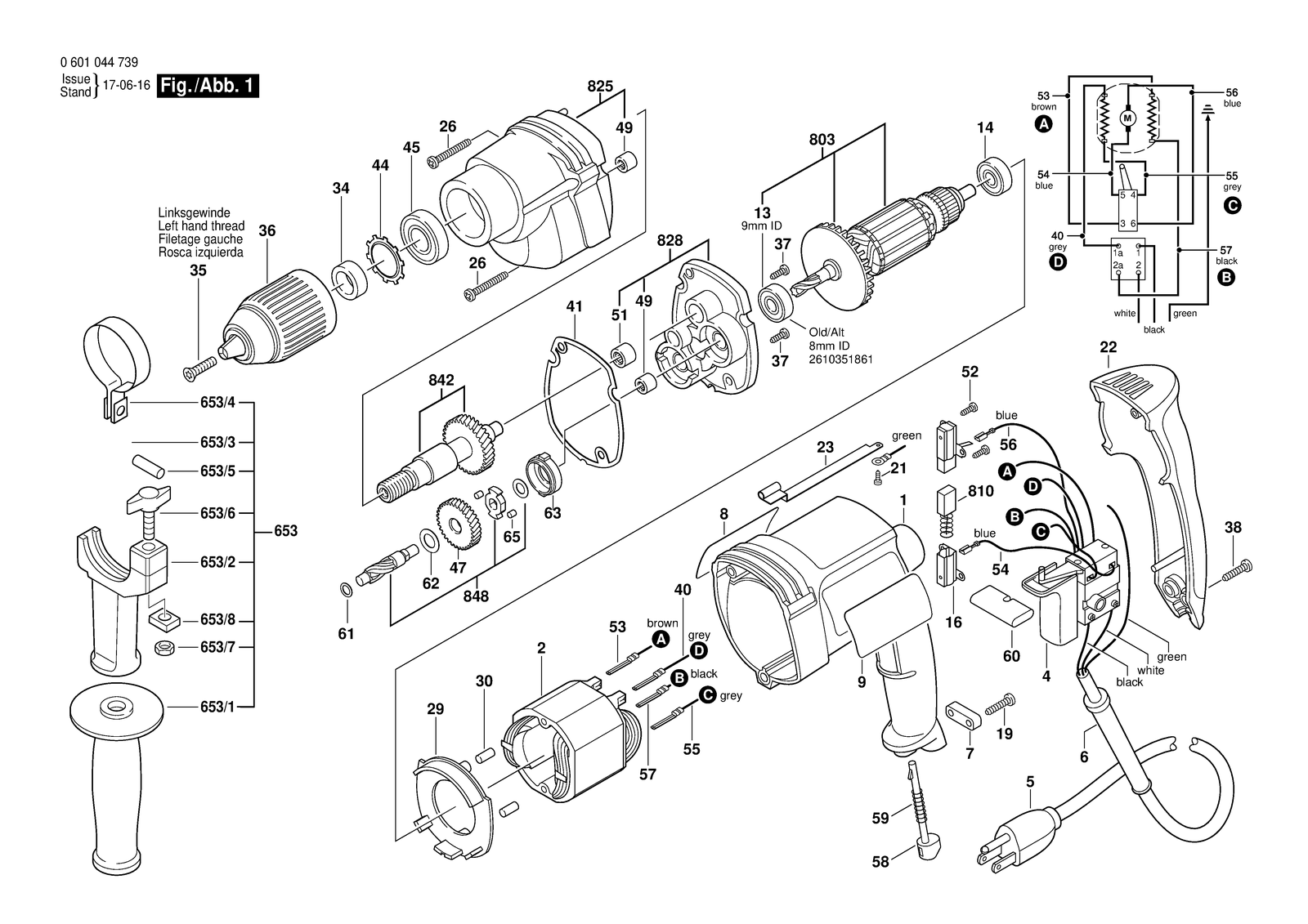 Bosch 1012 VSR parts diagram, sheet 1
