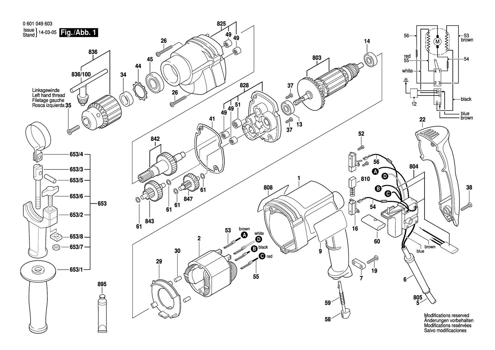 Bosch GBM 13 HRE parts diagram, sheet 1
