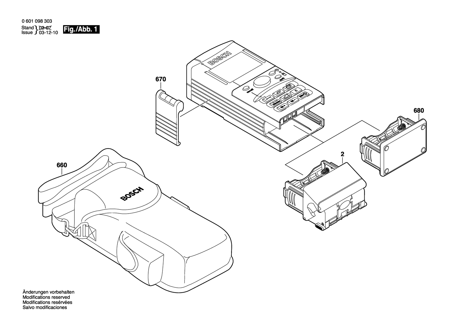 Bosch DLE 150 parts diagram, sheet 1