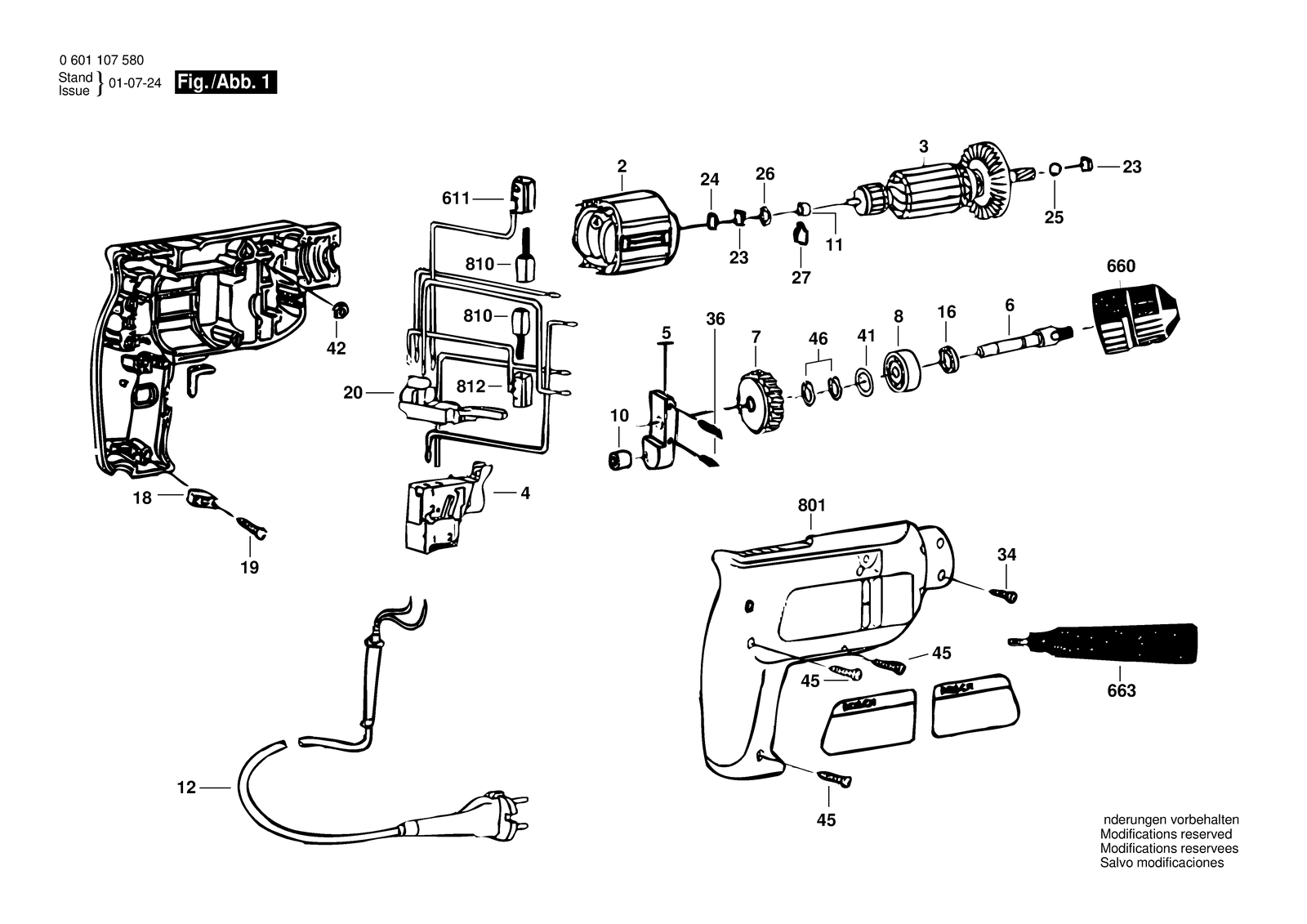 Bosch GBM 10 parts diagram, sheet 1