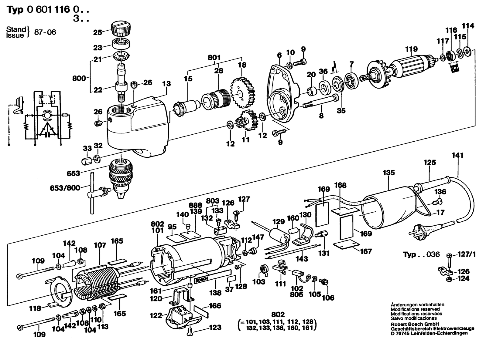 Bosch 1116 parts diagram, sheet 1