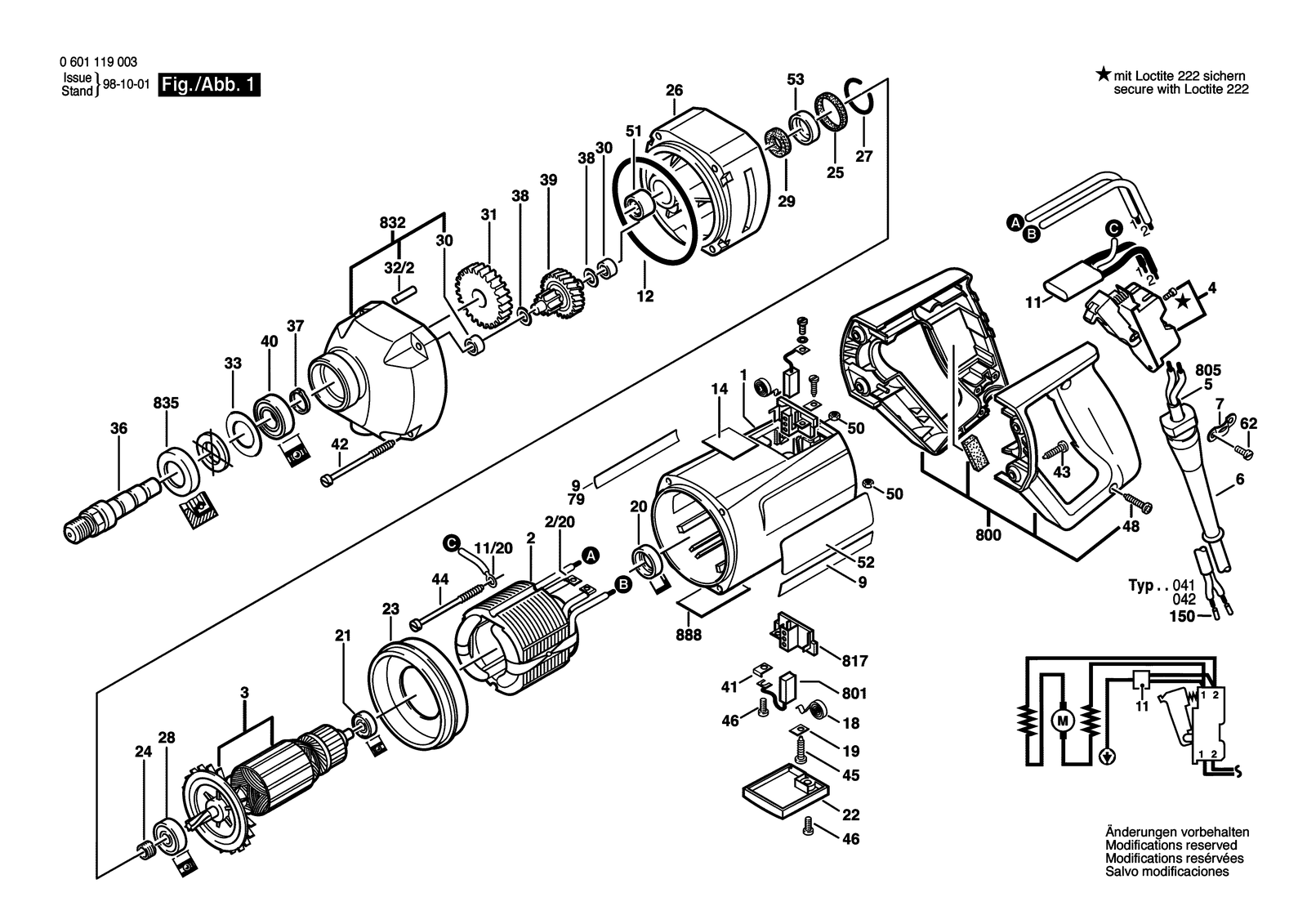 Bosch 1119 parts diagram, sheet 1