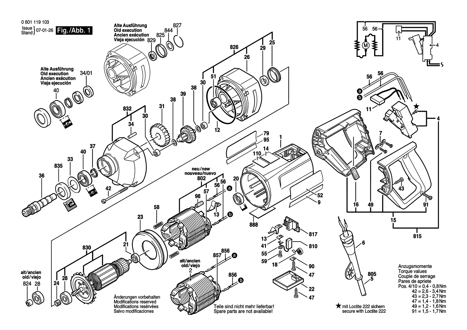 Bosch 1119.1 parts diagram, sheet 1