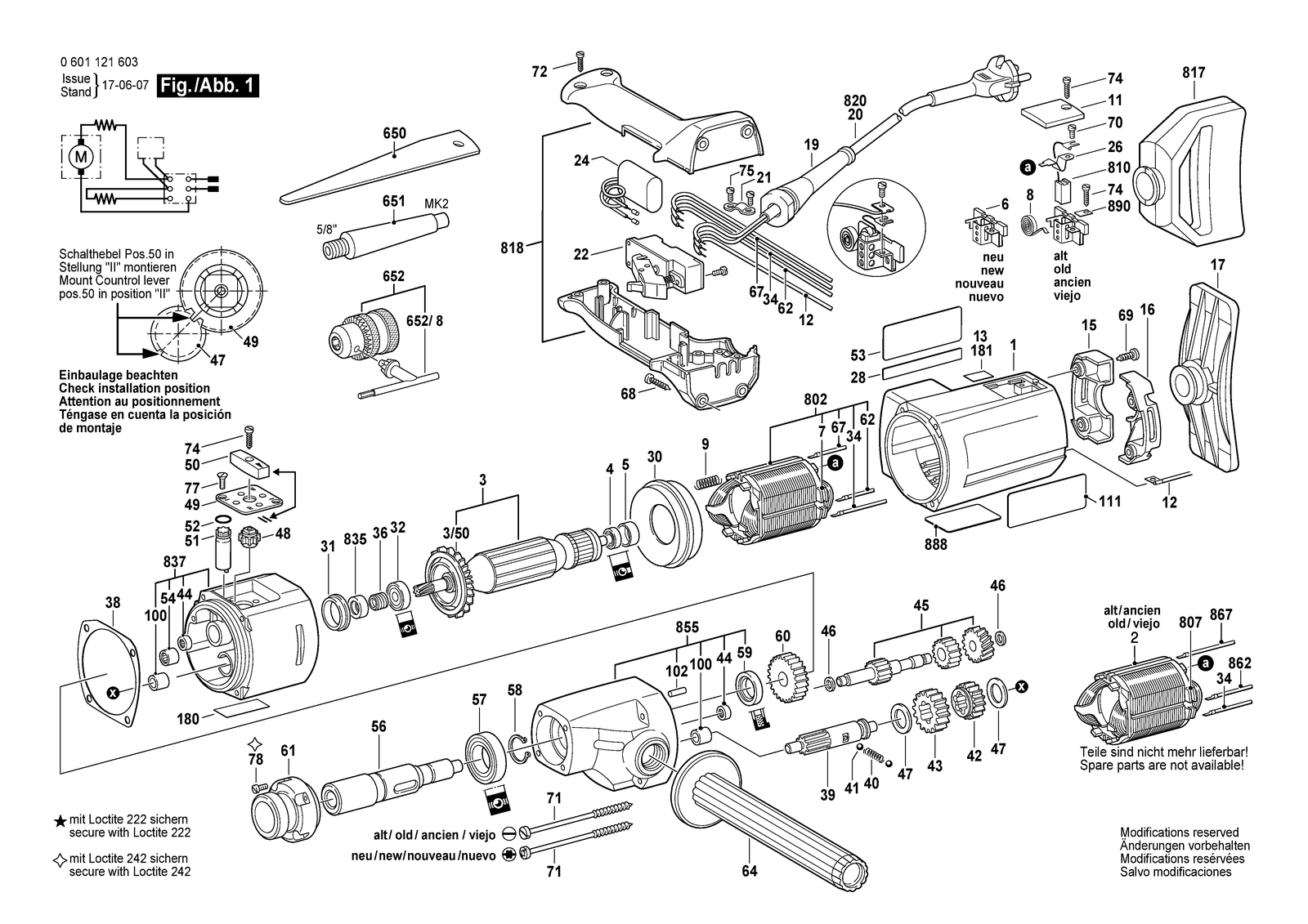 Bosch GBM 23-2 E parts diagram, sheet 1