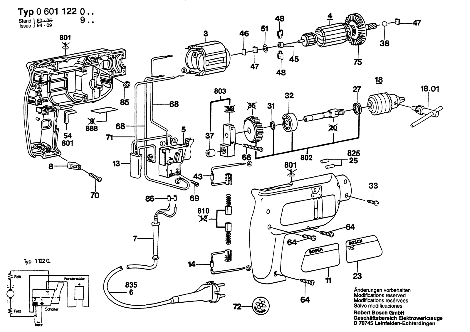 Bosch 1122.9 parts diagram, sheet 1