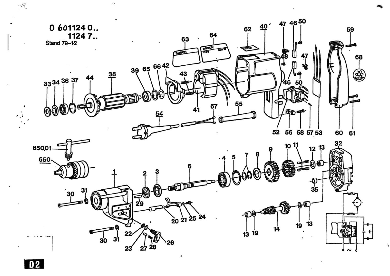Bosch 1124 parts diagram, sheet 1