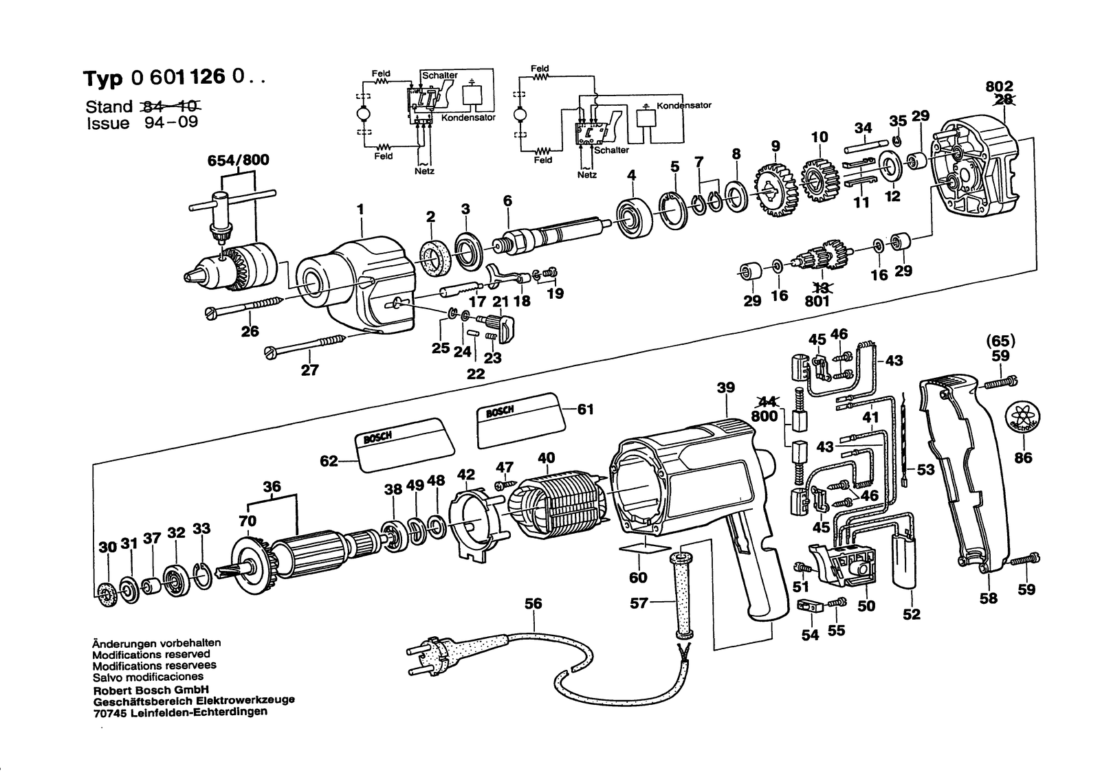 Bosch 1126 parts diagram, sheet 1