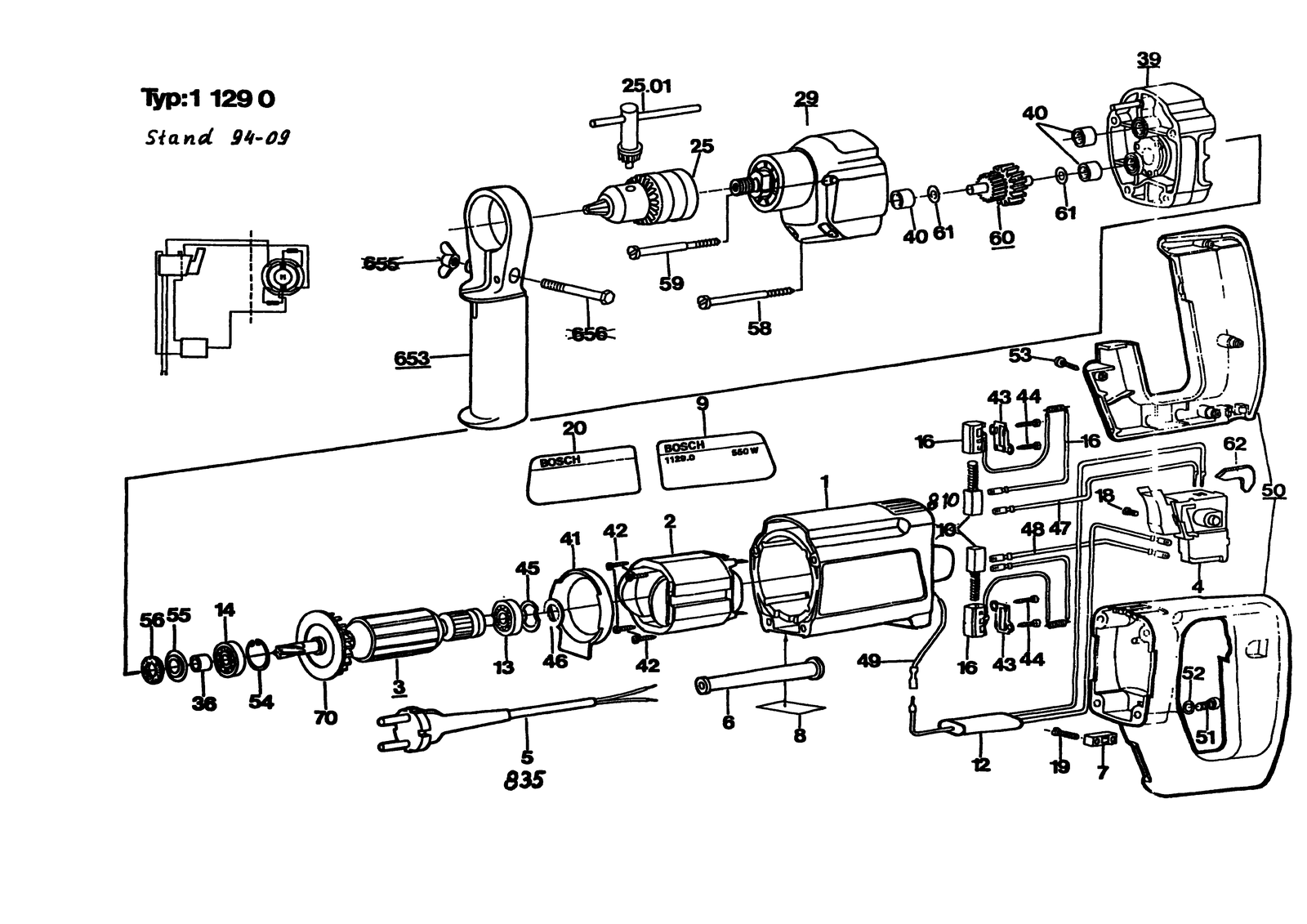 Bosch 0601129003 parts diagram, sheet 1