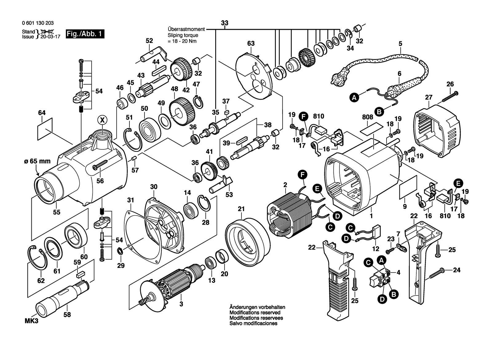 Bosch GBM 32-4 parts diagram, sheet 1
