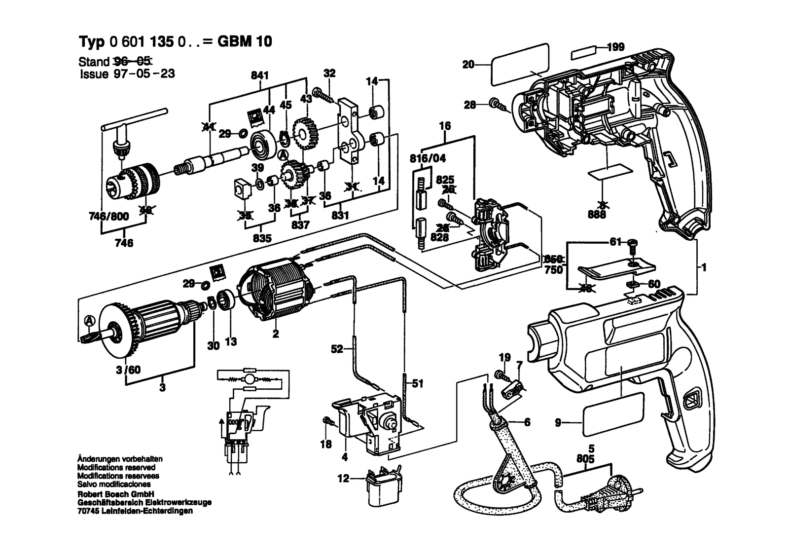 Bosch GBM 10 parts diagram, sheet 1