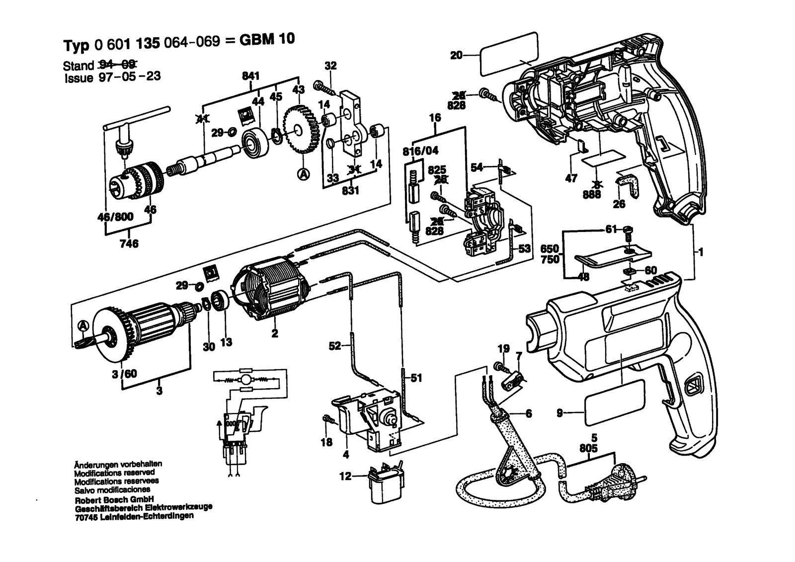 Bosch GBM 10 parts diagram, sheet 1
