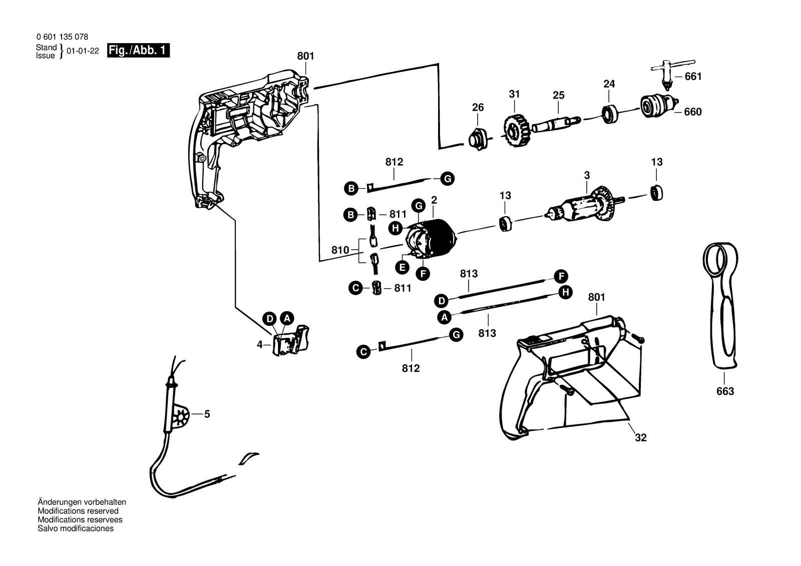 Bosch GBM 10 parts diagram, sheet 1