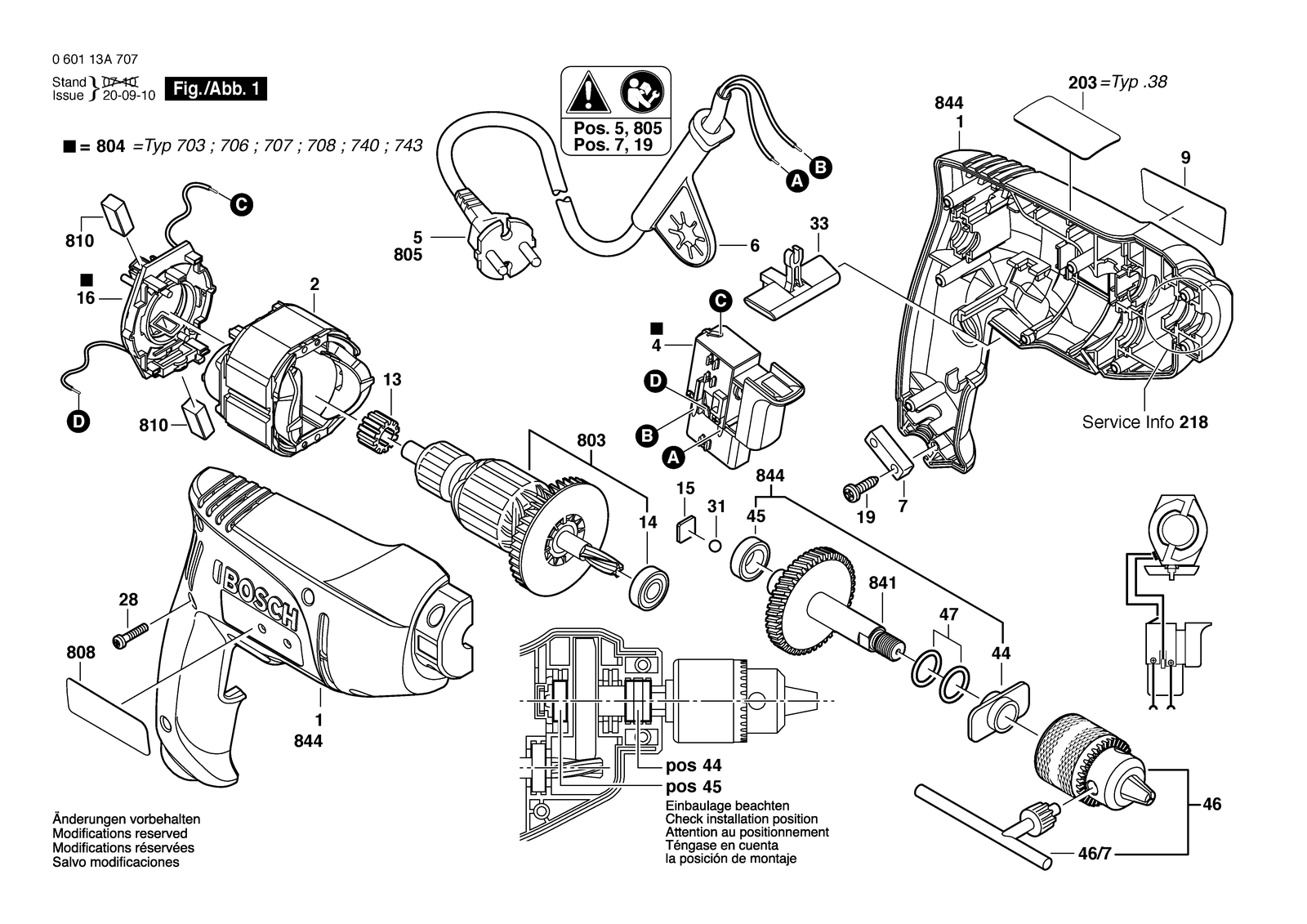 Bosch GBM 350 RE parts diagram, sheet 1