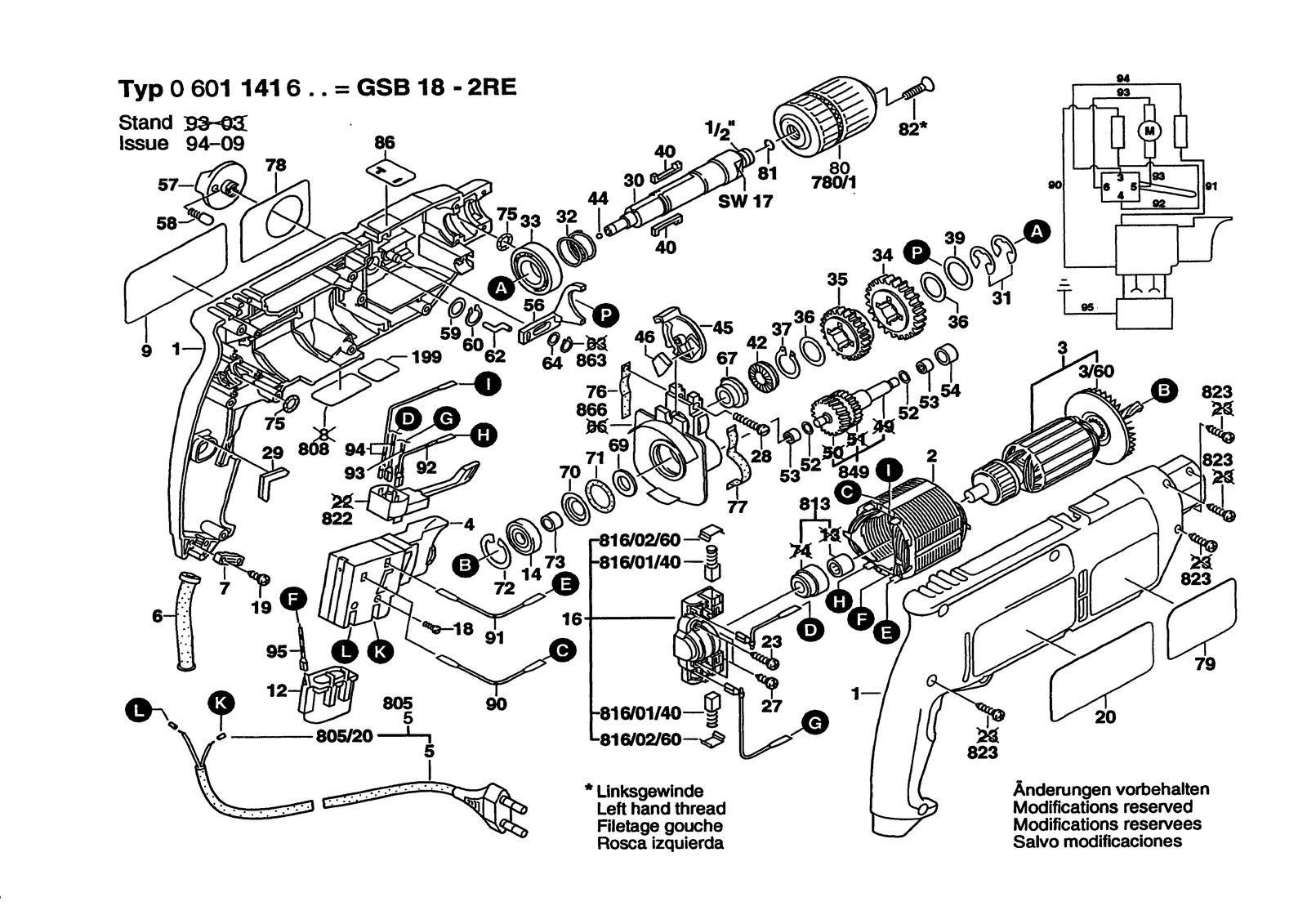 Bosch GSB 2-650 RE parts diagram, sheet 1