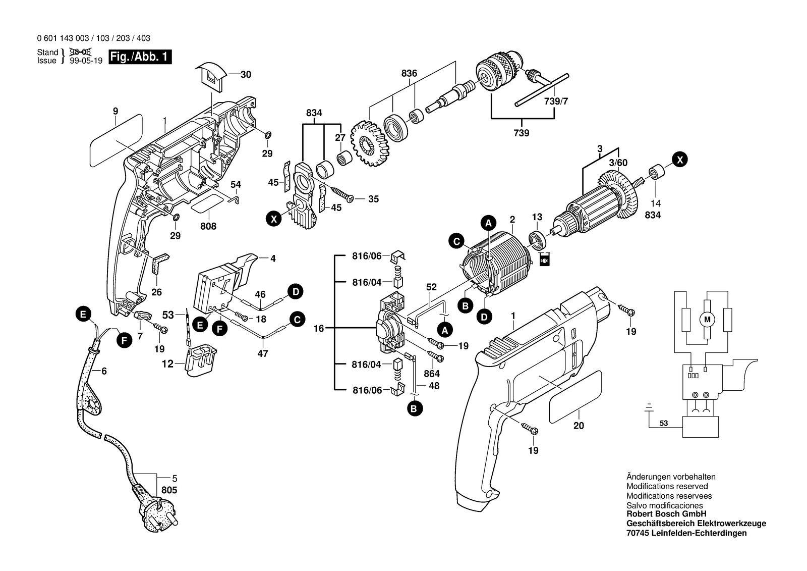 Bosch GBM 500-2 parts diagram, sheet 1