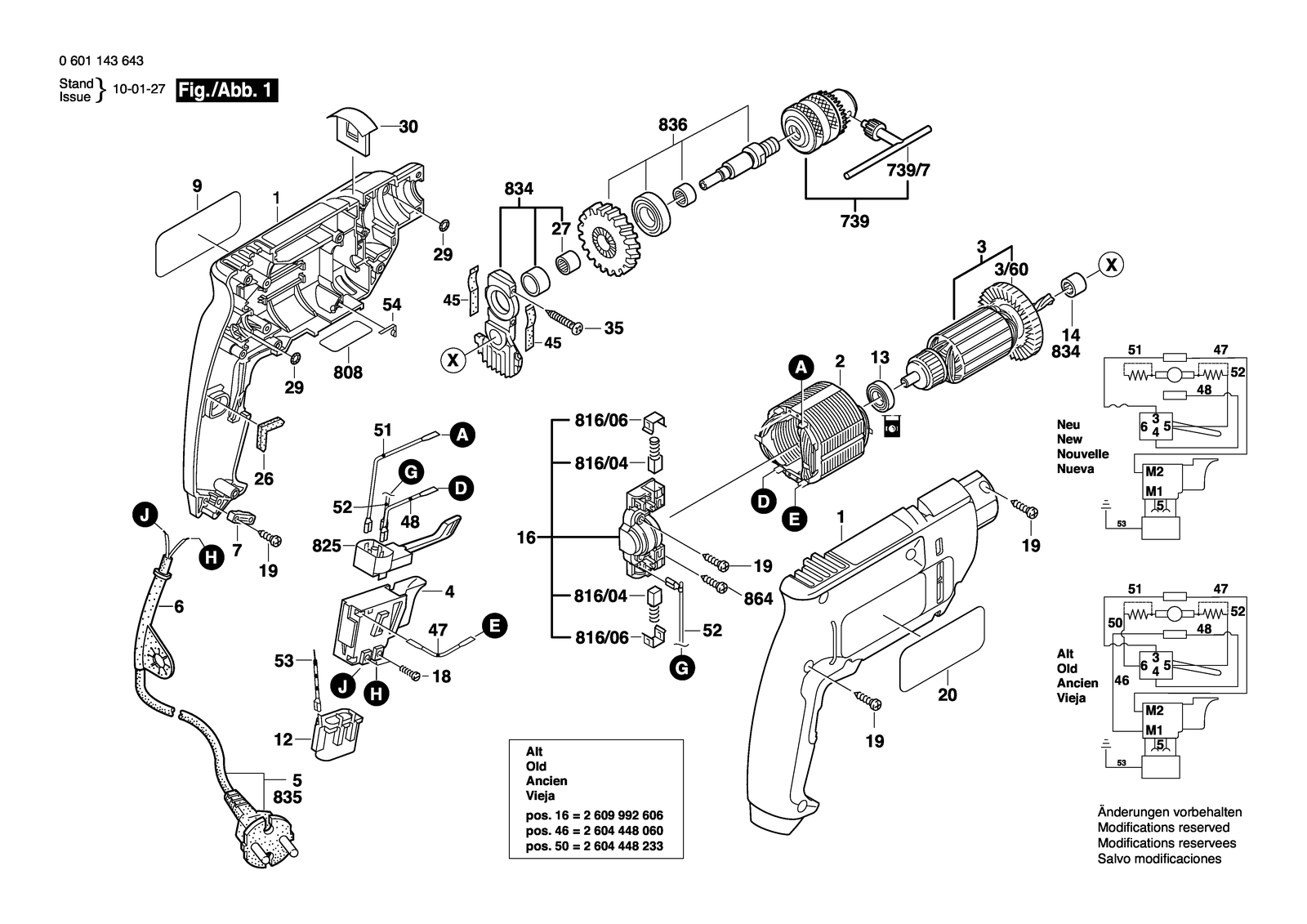 Bosch GBM 500 RE parts diagram, sheet 1